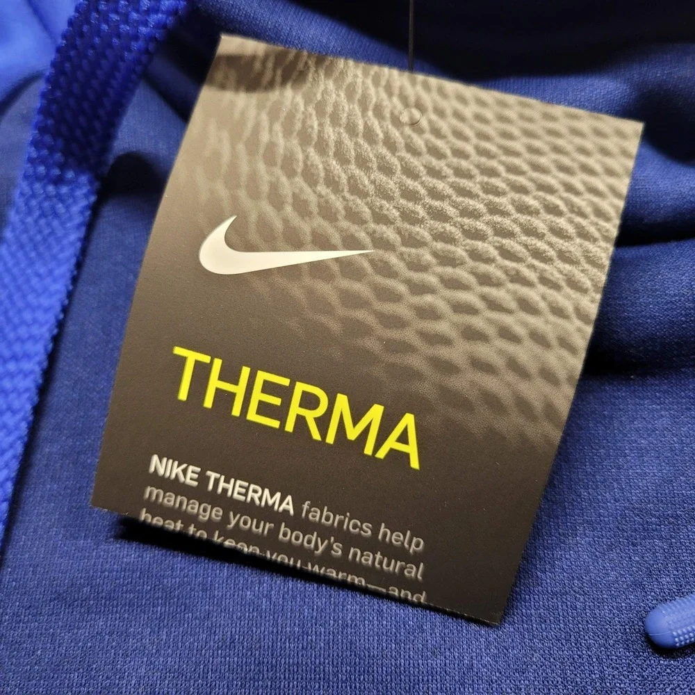 Nike Hoodie Mens Large Blue Therma Fit Pullover‎ Training Long Sleeve Swoosh NWT